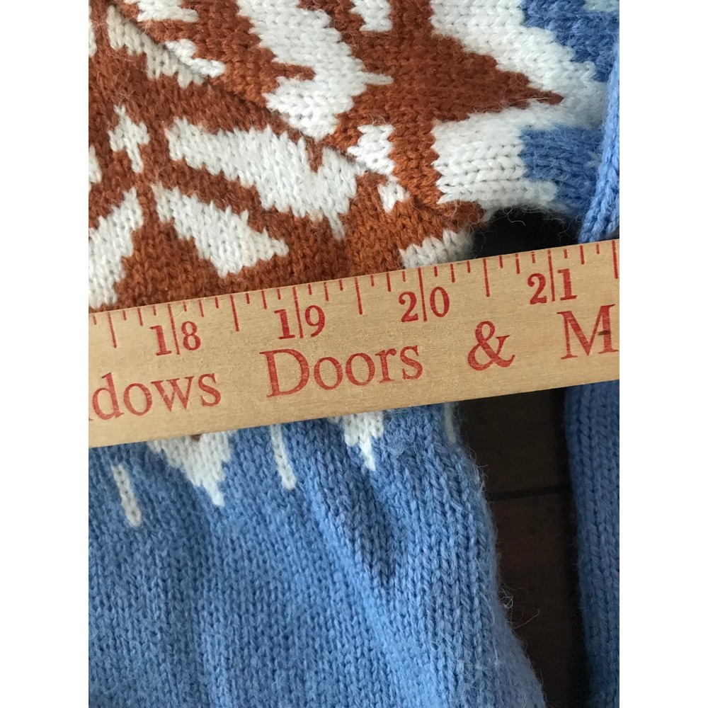 Women's Fair Isle Knit Sweater Blue Brown‎ White Pullover Long Sleeve Size L - Picture 5 of 7